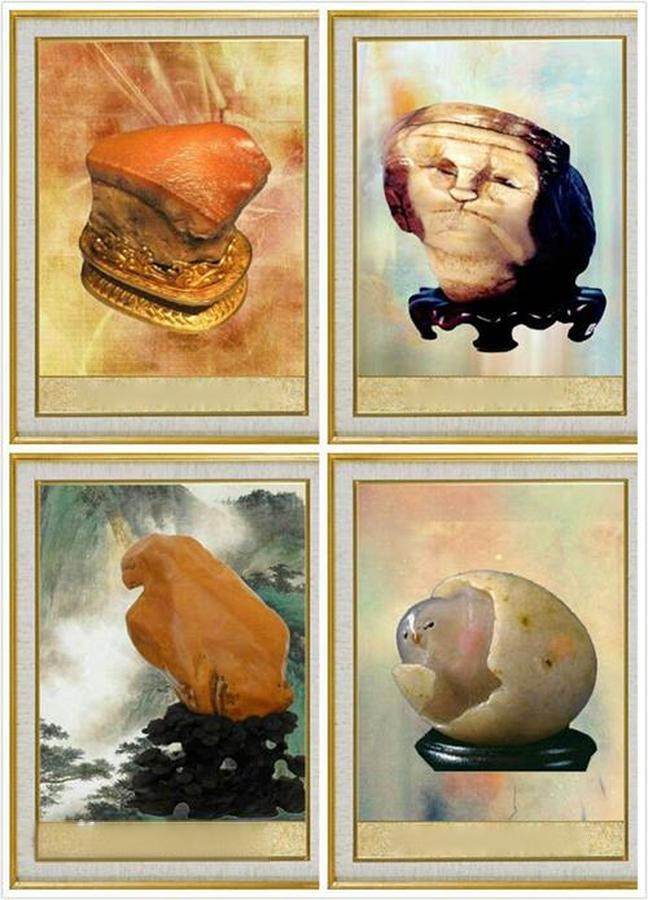 著名的四大奇石-《东坡肉形石》《岁月》《小鸡出壳》《中华神鹰》